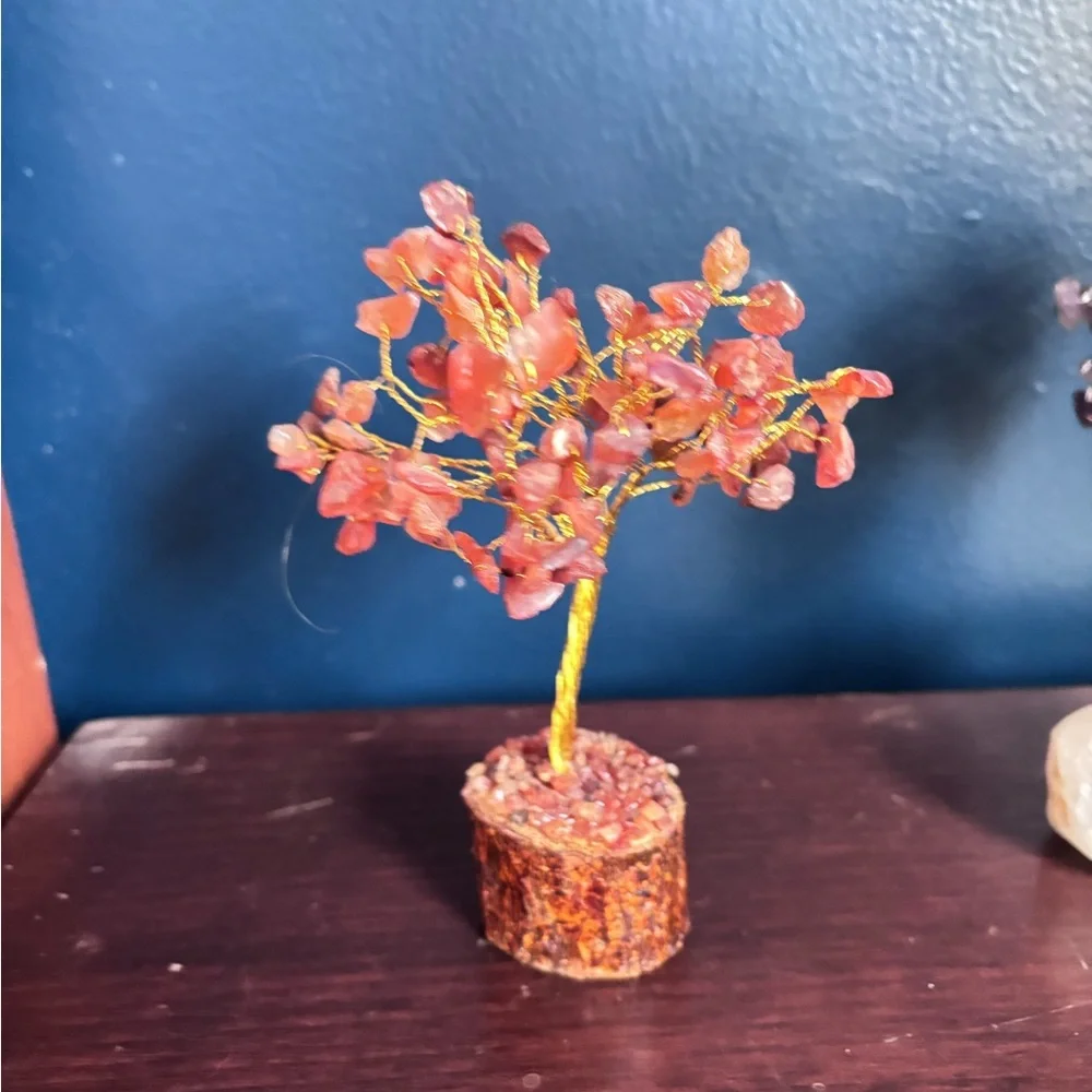 Decorative Gemstone Tree with Orange Leaves - Picture 2 of 2